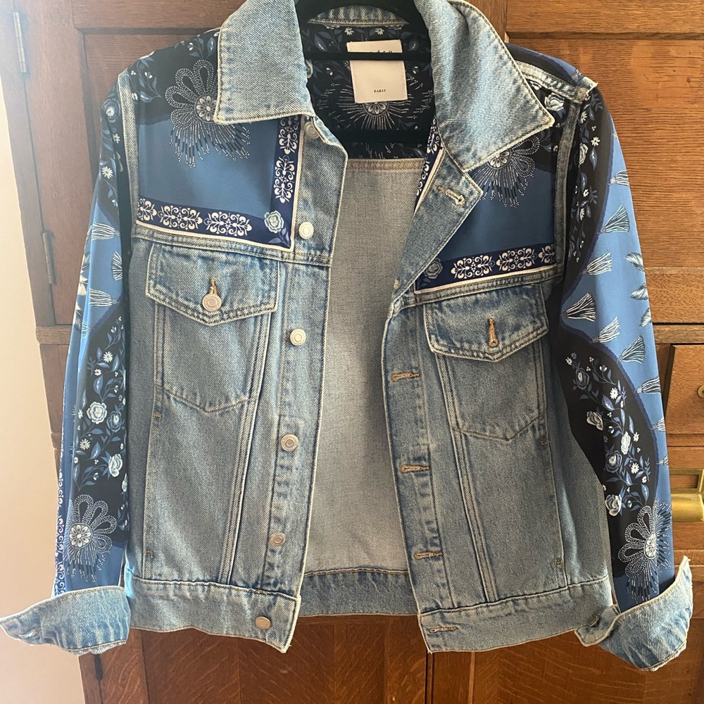 Sandro Blue Patterned Jean Jacket